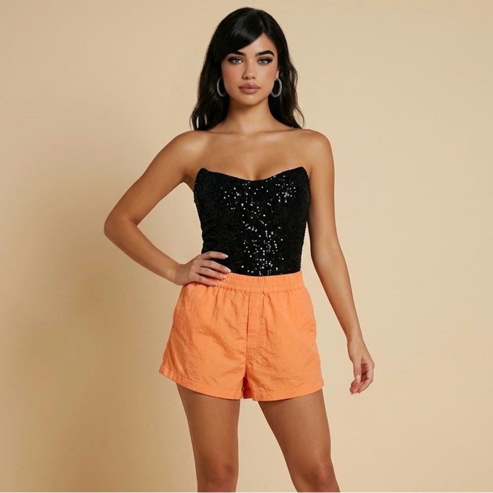 Sunday Best Orange Elastic-Waist Athletic Shorts